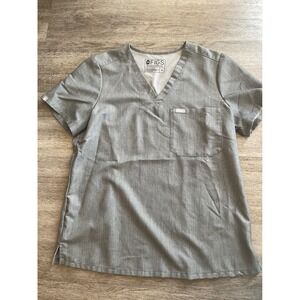 FIGS Technical Collection Women's Gray V Neck Scrub Top Size Medium